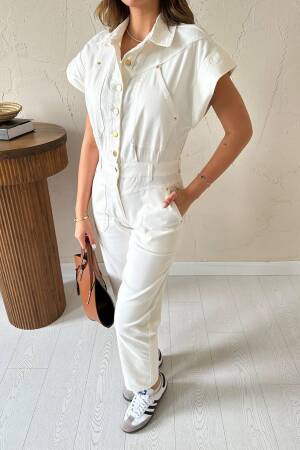 White Casual Streetwear Elegant Jumpsuit - Brand: Elisa - Women & Kids, Baby Clothes Wholesale - Globality Store