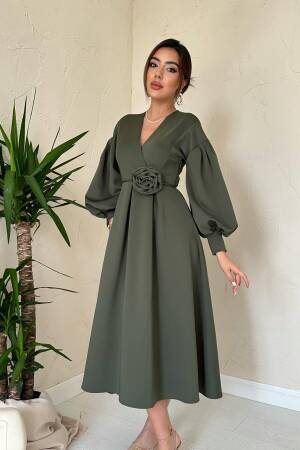Green Modest Fit And Flare Dress - Brand: Elisa - Women & Kids, Baby Clothes Wholesale - Globality Store