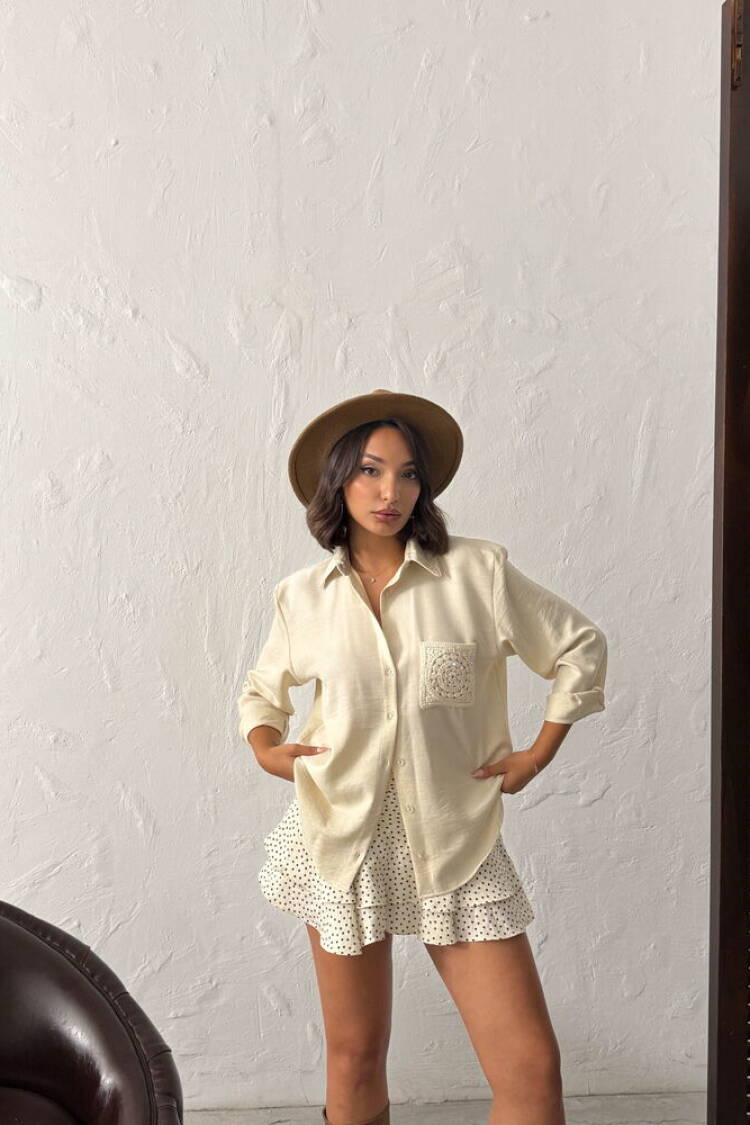 Beige Casual Boho Vintage Shirt