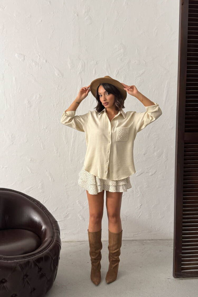 Beige Casual Boho Vintage Shirt