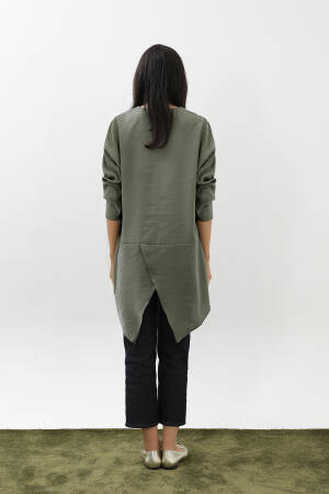 Green Oversized Fit Modest Tunic With Round Neck - Brand: Puane - Women & Kids, Baby Clothes Wholesale - Globality Store
