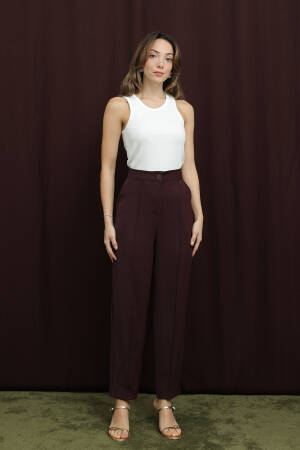 Claret Red Pants - Elegant High Waist Chinos - Brand: Puane - Women & Kids, Baby Clothes Wholesale - Globality Store