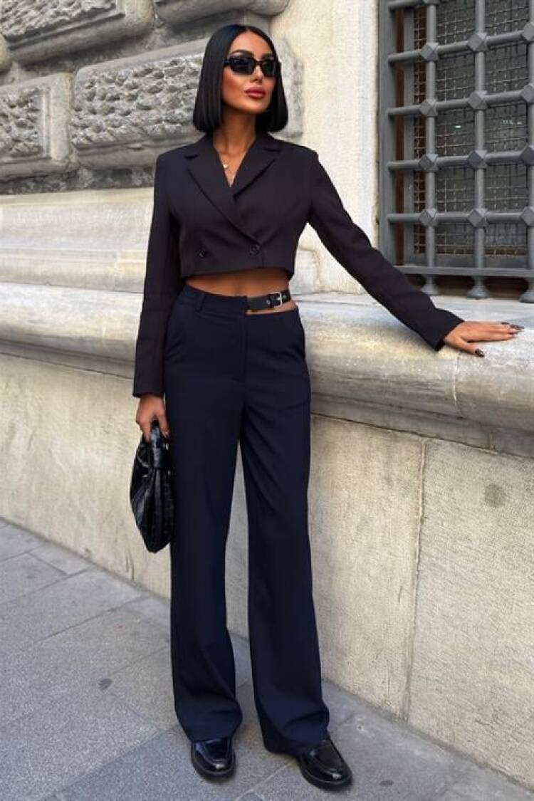 Black High Waist Tapered Carrot Pants