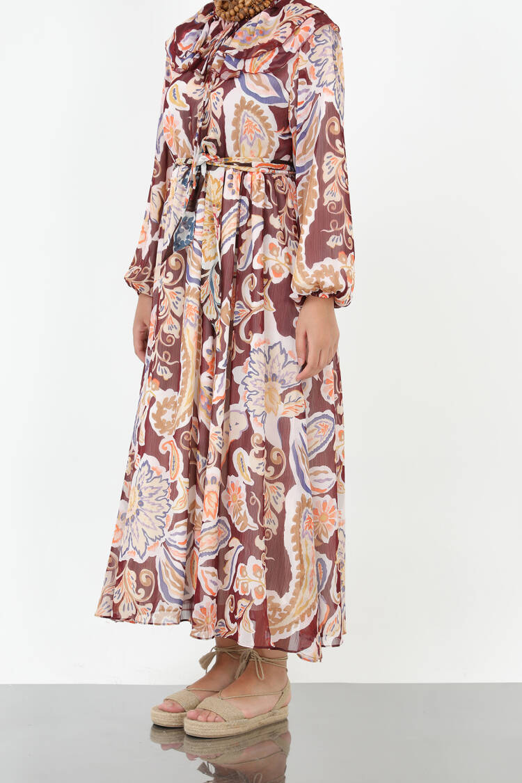 Brown Ethnic Fit And Flare Dress