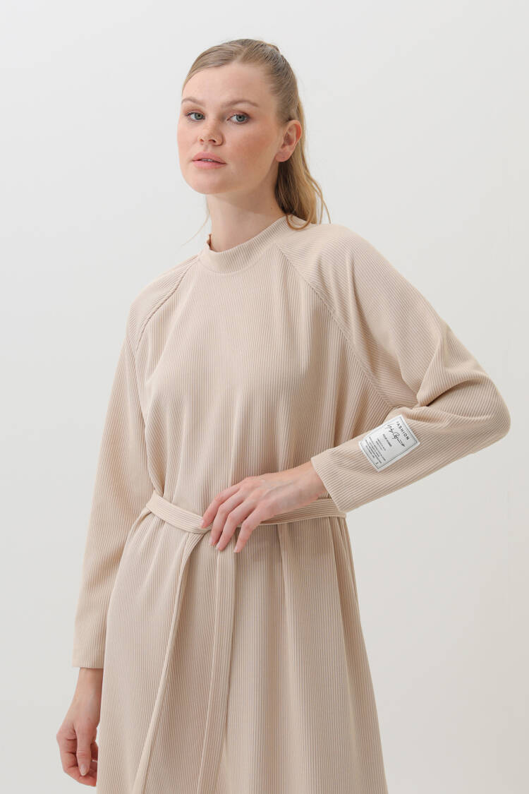 Modest Sweater Dress With Long Straight Sleeves