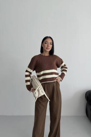 Striped Crew Neck Sweater With Long Sleeves - Brand: My Fashion - Women & Kids, Baby Clothes Wholesale - Globality Store