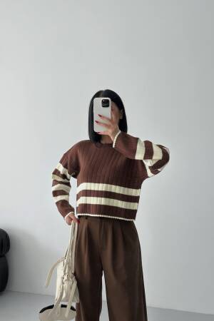 Striped Crew Neck Sweater With Long Sleeves - Brand: My Fashion - Women & Kids, Baby Clothes Wholesale - Globality Store