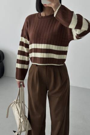 Striped Crew Neck Sweater With Long Sleeves - Brand: My Fashion - Women & Kids, Baby Clothes Wholesale - Globality Store