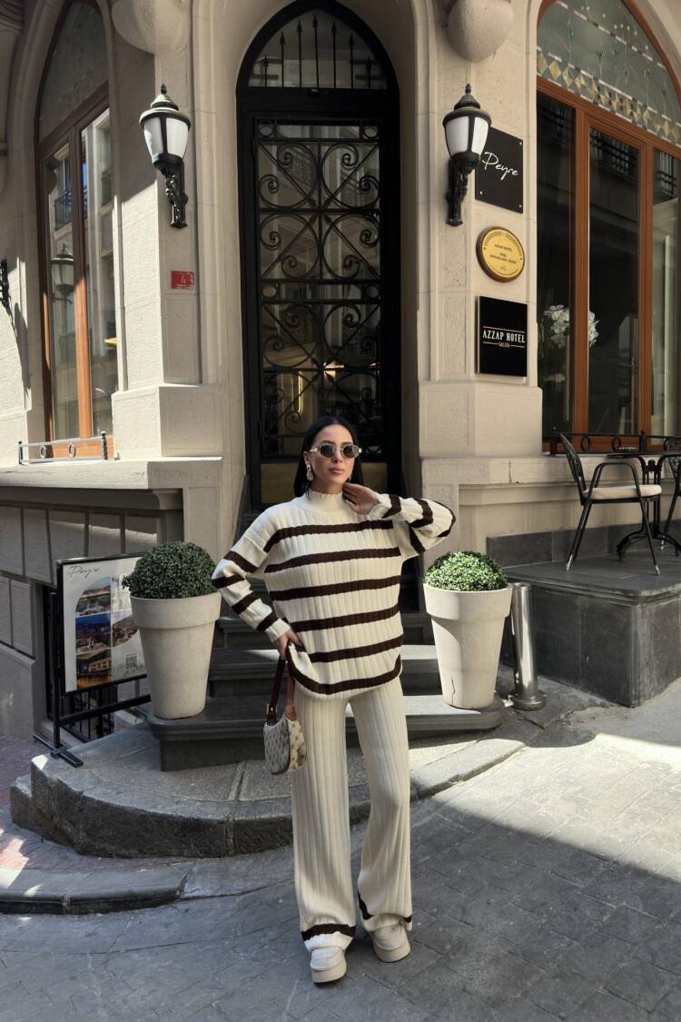Beige Oversized Fit Suit With Palazzo Pants