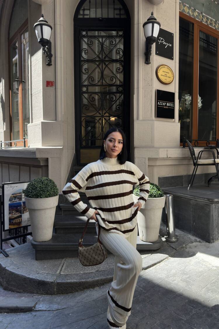 Beige Oversized Fit Suit With Palazzo Pants