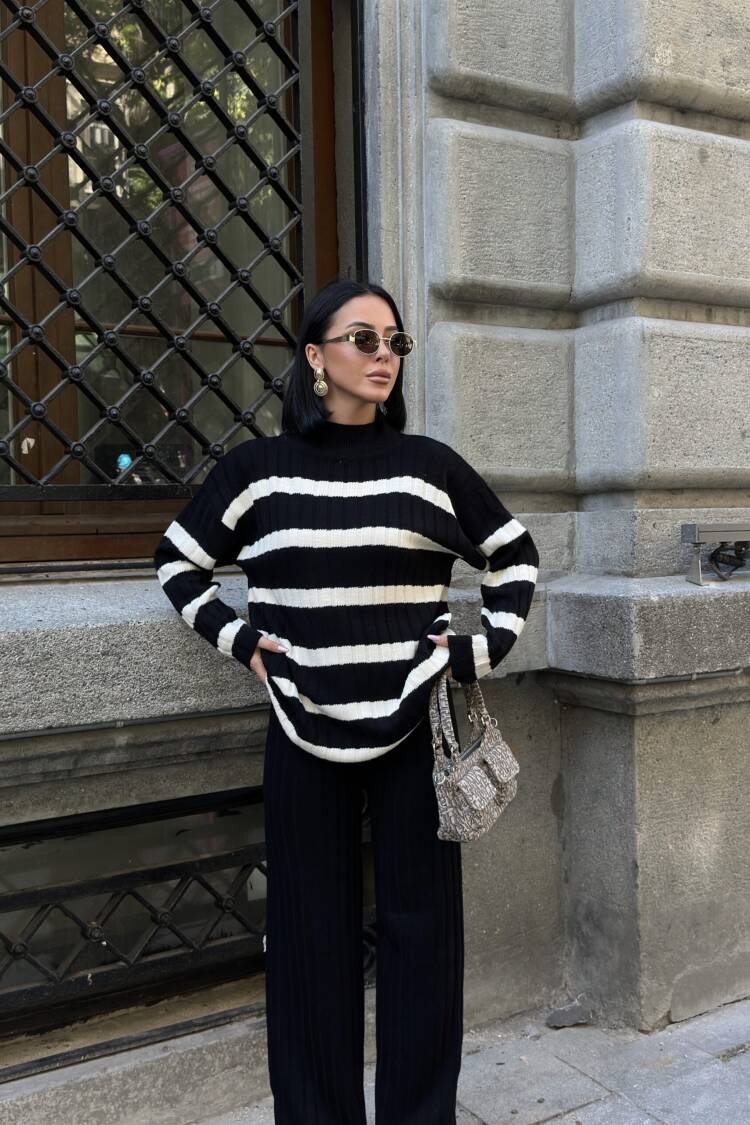 Oversized Fit Striped Palazzo Suit