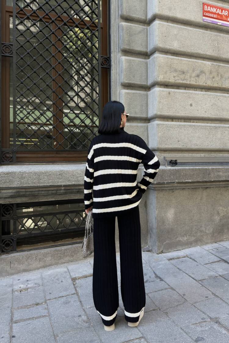Oversized Fit Striped Palazzo Suit