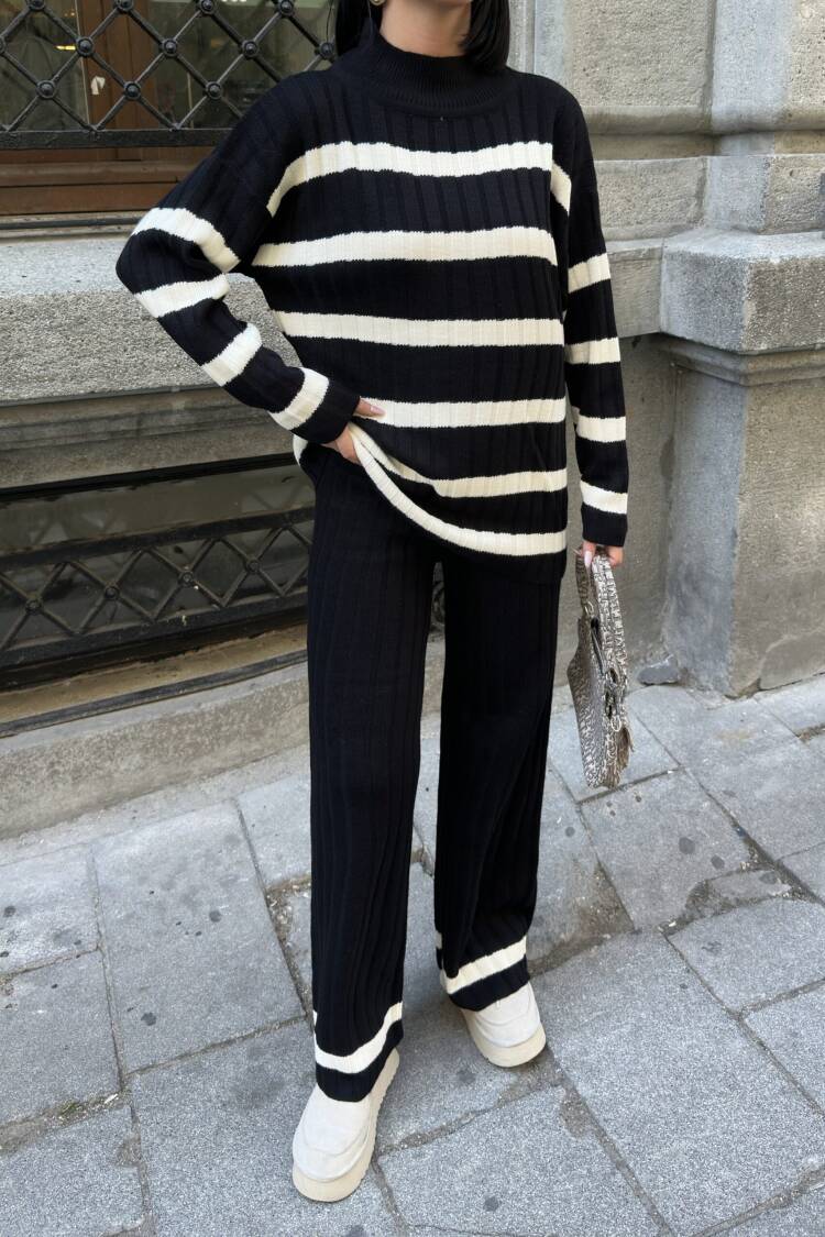 Oversized Fit Striped Palazzo Suit