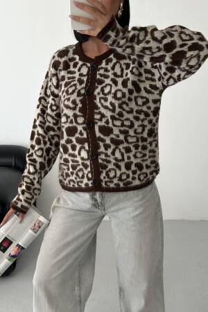 Brown Animal Print Buttoned Cardigan - Brand: My Fashion - Women & Kids, Baby Clothes Wholesale - Globality Store