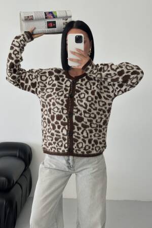 Brown Animal Print Buttoned Cardigan - Brand: My Fashion - Women & Kids, Baby Clothes Wholesale - Globality Store