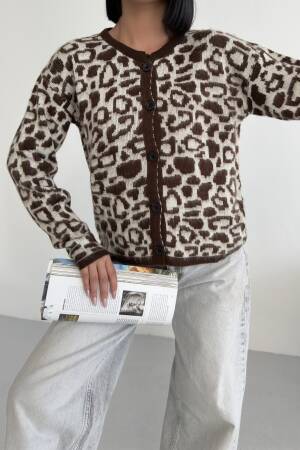Brown Animal Print Buttoned Cardigan - Brand: My Fashion - Women & Kids, Baby Clothes Wholesale - Globality Store