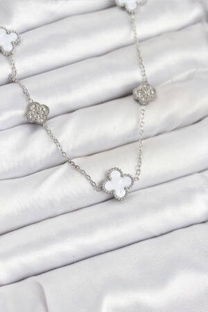 316l Steel Chain Silver Color White And Zircon Stone Clover Women Necklace - Brand: Ebijuteri - Women & Kids, Baby Clothes Wholesale - Globality Store