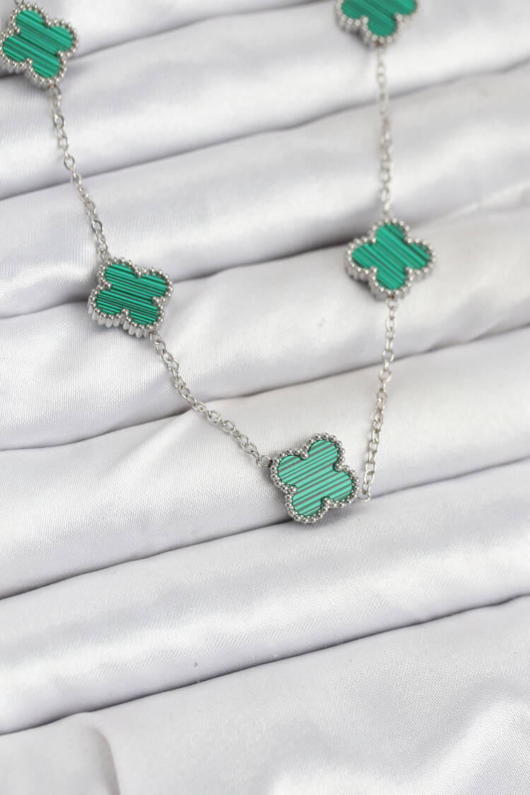 316l Steel Chain Silver Color Green Clover Women Necklace - Brand: Ebijuteri - Women & Kids, Baby Clothes Wholesale - Globality Store