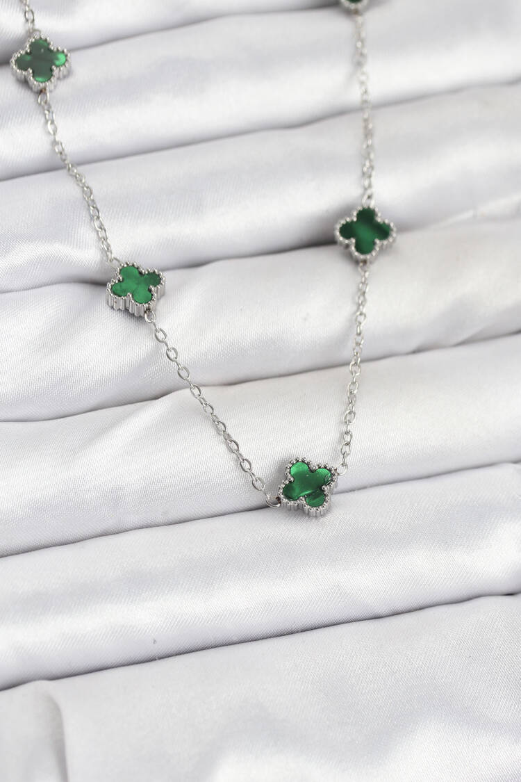 316l Steel Chain Silver Color Green Baby Boy Clover Women Necklace - Brand: Ebijuteri - Women & Kids, Baby Clothes Wholesale - Globality Store