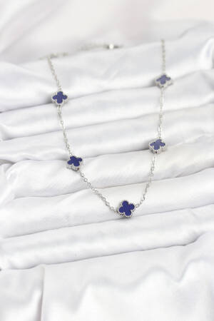 316l Steel Chain Silver Color Navy Blue Baby Boy Clover Women Necklace - Brand: Ebijuteri - Women & Kids, Baby Clothes Wholesale - Globality Store