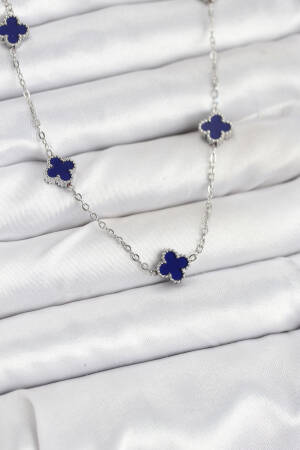 316l Steel Chain Silver Color Navy Blue Baby Boy Clover Women Necklace - Brand: Ebijuteri - Women & Kids, Baby Clothes Wholesale - Globality Store