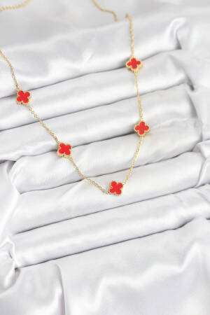 316l Steel Chain Gold Color Red Baby Boy Clover Women Necklace - Brand: Ebijuteri - Women & Kids, Baby Clothes Wholesale - Globality Store