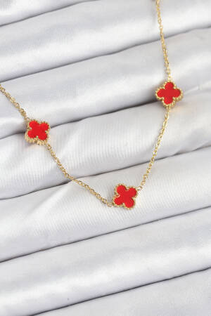 316l Steel Chain Gold Color Red Baby Boy Clover Women Necklace - Brand: Ebijuteri - Women & Kids, Baby Clothes Wholesale - Globality Store