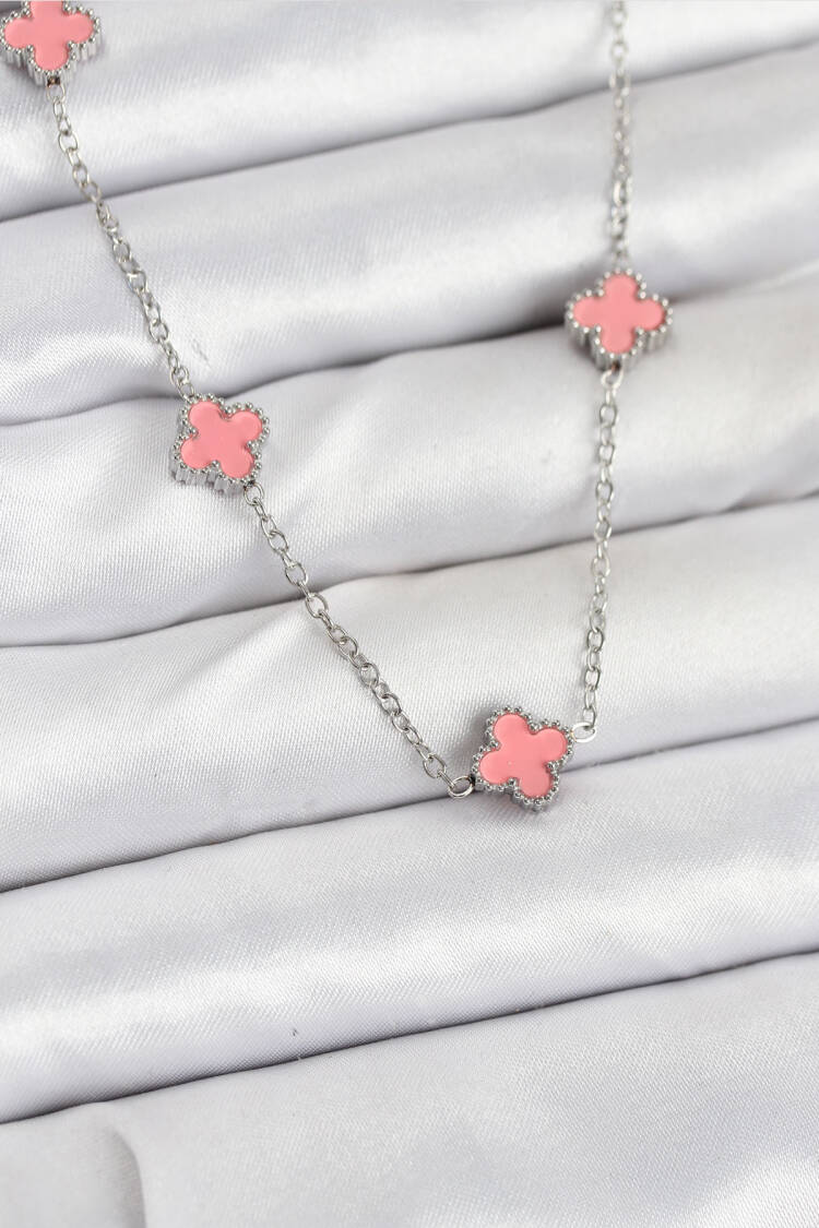 316l Steel Chain Silver Color Pink Baby Boy Clover Women Necklace - Brand: Ebijuteri - Women & Kids, Baby Clothes Wholesale - Globality Store