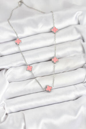 316l Steel Chain Silver Color Pink Baby Boy Clover Women Necklace - Brand: Ebijuteri - Women & Kids, Baby Clothes Wholesale - Globality Store