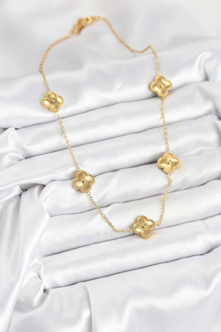316l Steel Chain Gold Color Clover Women Necklace