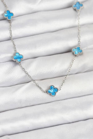 316l Steel Chain Silver Color Ice Blue Baby Boy Clover Women Necklace - Brand: Ebijuteri - Women & Kids, Baby Clothes Wholesale - Globality Store