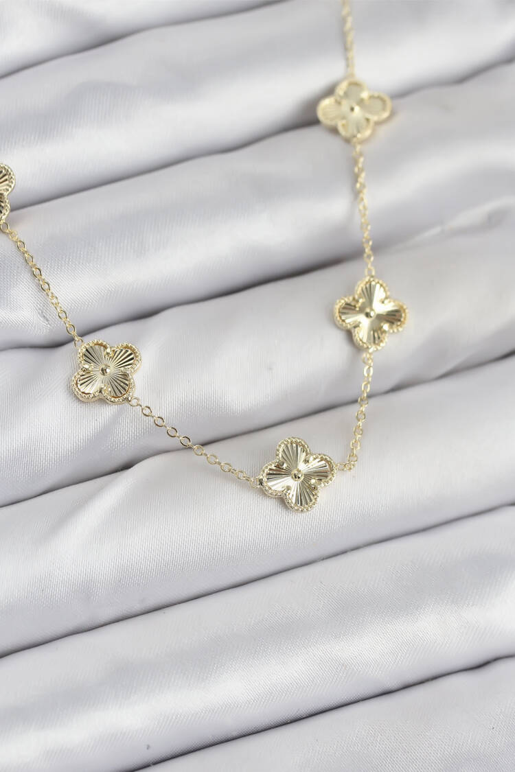 Brass Gold Color Clover Women Necklace - Brand: Ebijuteri - Women & Kids, Baby Clothes Wholesale - Globality Store