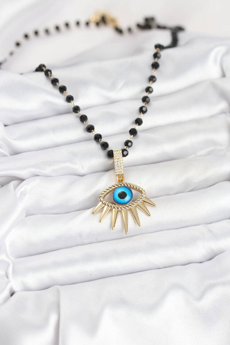 316l Steel Chain Crystal Beaded Eye Model Women Necklace