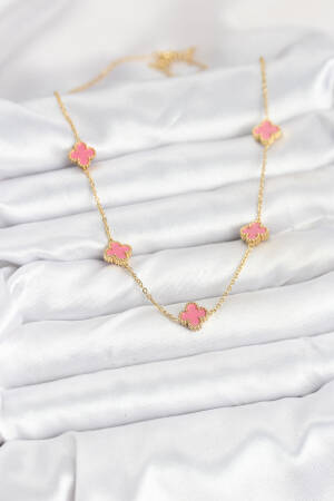 316l Steel Chain Gold Color Pink Baby Boy Clover Women Necklace - Brand: Ebijuteri - Women & Kids, Baby Clothes Wholesale - Globality Store