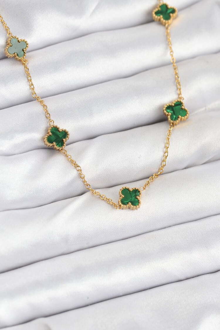 316l Steel Chain Gold Color Green Baby Boy Clover Women Necklace - Brand: Ebijuteri - Women & Kids, Baby Clothes Wholesale - Globality Store