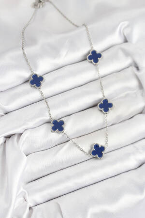 316l Steel Chain Silver Navy Color Clover Women Necklace - Brand: Ebijuteri - Women & Kids, Baby Clothes Wholesale - Globality Store