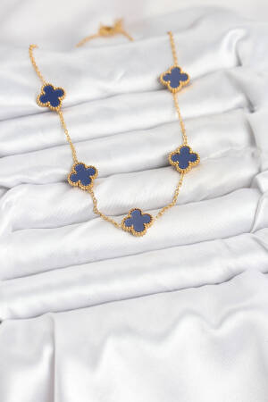 316l Steel Chain Gold Color Navy Blue Clover Women Necklace - Brand: Ebijuteri - Women & Kids, Baby Clothes Wholesale - Globality Store