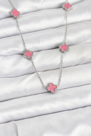 316l Steel Chain Silver Color Pink Baby Boy Clover Women Necklace - Brand: Ebijuteri - Women & Kids, Baby Clothes Wholesale - Globality Store