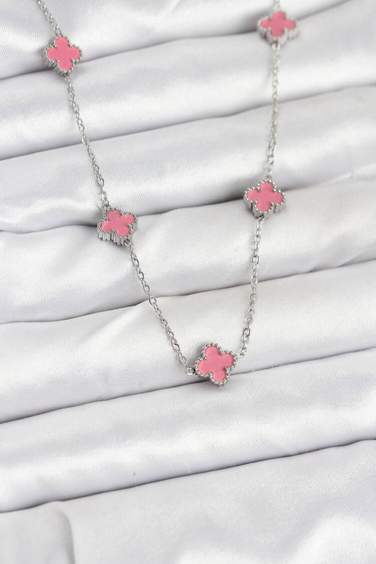 316l Steel Chain Silver Color Pink Baby Boy Clover Women Necklace - Brand: Ebijuteri - Women & Kids, Baby Clothes Wholesale - Globality Store