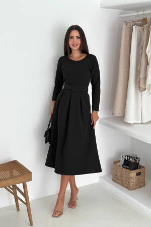 Fit And Flare Midi Dress With Long Sleeves - Brand: Mode Roy - Women & Kids, Baby Clothes Wholesale - Globality Store