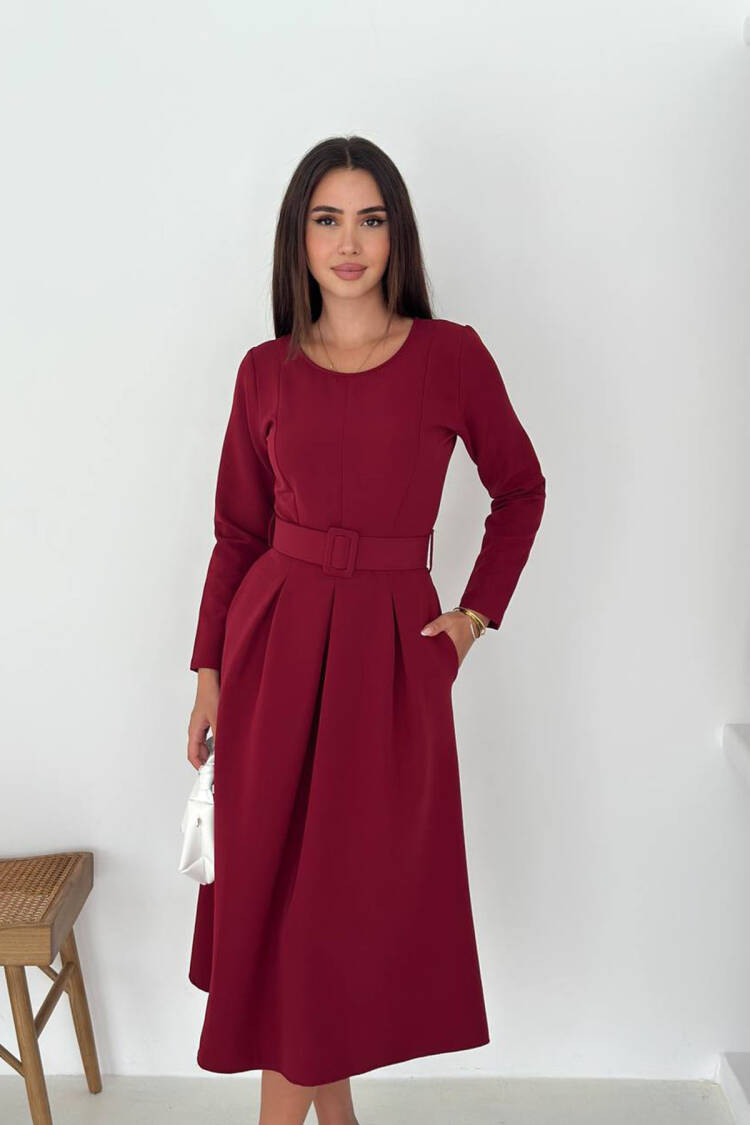 A-Line Midi Dress With Long Sleeves - Brand: Mode Roy - Women & Kids, Baby Clothes Wholesale - Globality Store