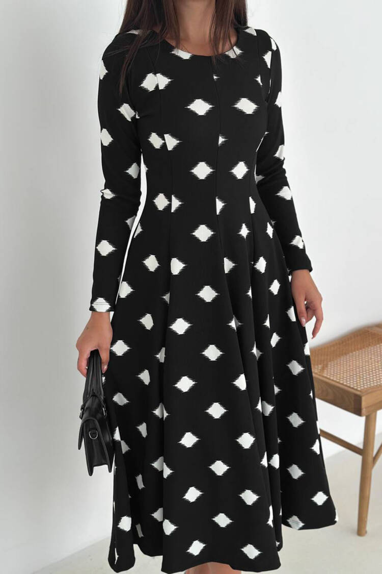 ElegantA-Line Midi Dress With Long Sleeves - Brand: Mode Roy - Women & Kids, Baby Clothes Wholesale - Globality Store