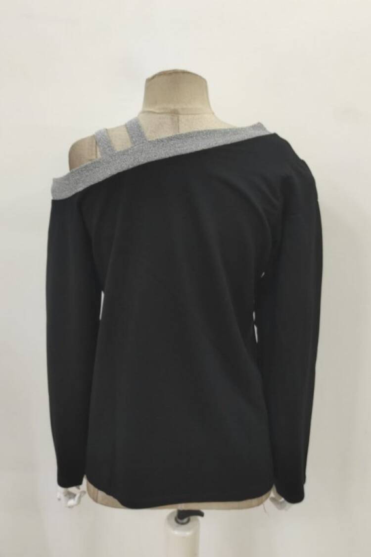 Black Sexy Casual Blouse With Off Shoulder Neck