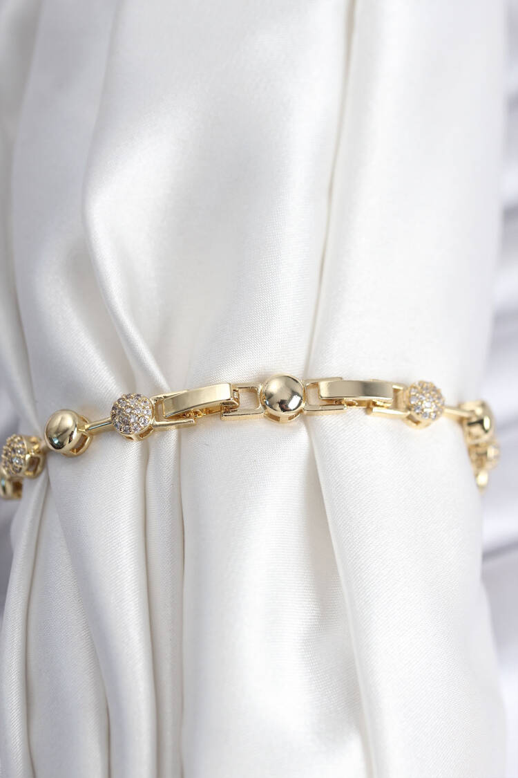 Brass Vip Series Gold Color Ball Pattern Women's Bracelet