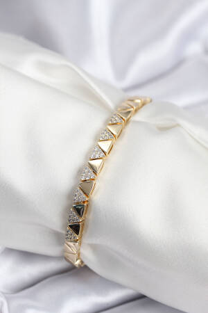 Brass Vip Series Gold Color Inline Triangle Pattern Women's Bracelet - Brand: Ebijuteri - Women & Kids, Baby Clothes Wholesale - Globality Store
