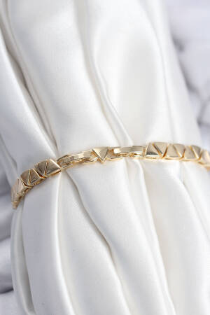Brass Vip Series Gold Color Inline Triangle Pattern Women's Bracelet - Brand: Ebijuteri - Women & Kids, Baby Clothes Wholesale - Globality Store