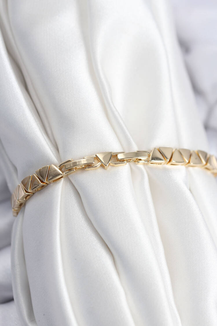 Brass Vip Series Gold Color Inline Triangle Pattern Women's Bracelet