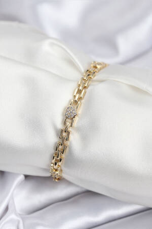 Brass Vip Series Gold Color Chain Model Heart Zircon Stone Women's Bracelet - Brand: Ebijuteri - Women & Kids, Baby Clothes Wholesale - Globality Store