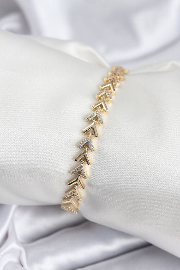 Brass Vip Series Gold Zircon Stone Fish Back Pattern Women's Bracelet - Brand: Ebijuteri - Women & Kids, Baby Clothes Wholesale - Globality Store