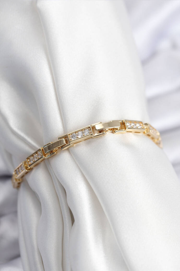Brass Vip Series Gold Color Fragmented Pattern Women's Bracelet